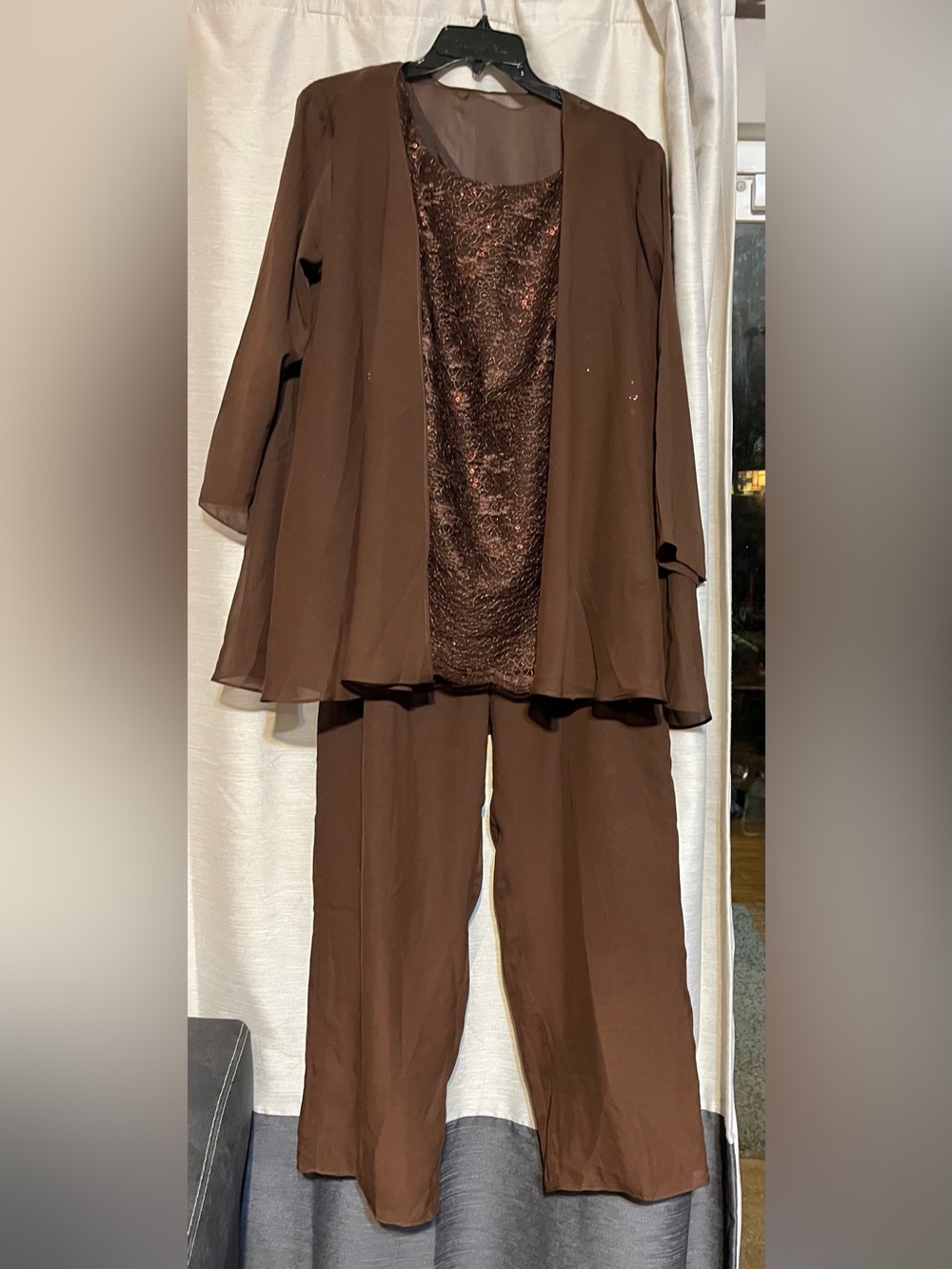 NWOT STUNNING 3-Piece Formal Pant Suit Set - Chocolate Brown - Size 16W